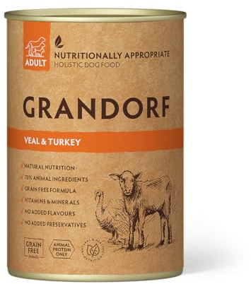 Grandorf - Kalb und Pute - Hypoallergenes Nassfutter - Alle Rassen Hundefutter 6 x 400 g