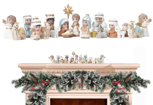 DzpKrka Set di statuette per presepe in resina, 3 cm, statuetta per presepe classica, in resina religiosa, per bambini, adulti, madri, amici