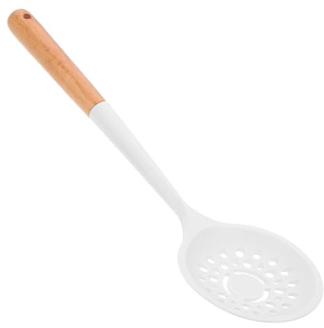 MUSISALY Slotted Spoon Silicone Cooking Utensil Skimmer Spoon and Strainer for Draining Pasta Vegetables and Boiling Liquid Kitchen Colander with Hanging Holes 12.80 in