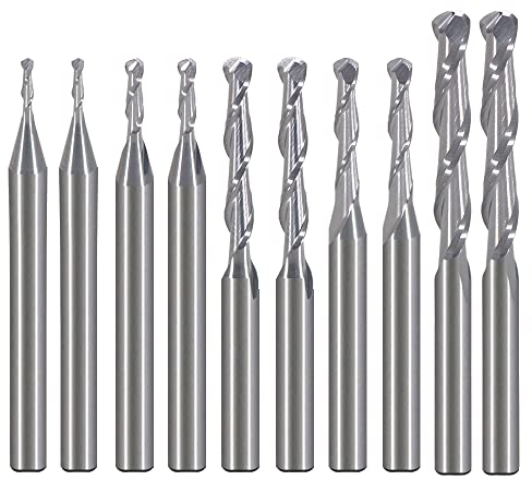 EU_HOZLY Fräser für Holzarbeiten, Durchmesser 1 mm, 1,5 mm, 2,0 mm, 2,5 mm, 3,175 mm, Hartmetall-Kugelkopffräser, CNC-Gravierfräser
