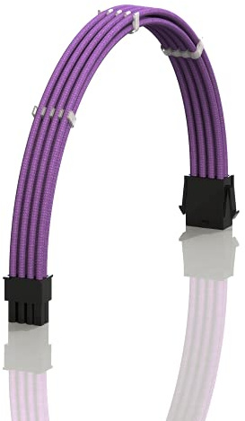 LINKUP - AVA 30cm EPS 8 Pin (4+4) CPU ATX Motherboard PSU Power Supply Braided Sleeved Custom Mod PC Extension Cable w/Combs | Strong & Stiff Design | Single Pack | 300mm - Purple