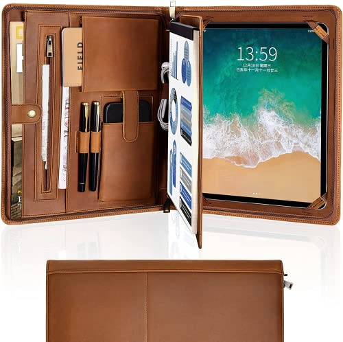 FREI NAME GRAVUR, Mappe graviert, Konferenz- und Schreibmappe Leder, Reißverschluss, A4 Organizer, Persönlichkeitsordner, Geschenkmappe, Customized, Crazy Horse