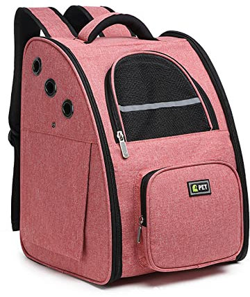 PETCUTE Hunderucksack für Hund und Katzen,Airline Genehmigt Haustier Rucksack,Atmungsaktive Haustiertragetasche mit Fenstern,Faltbar Katzenrucksack Hunde Rucksack mit Sicherheitsleine
