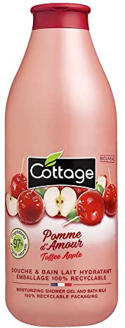 Cottage Gel Douche & Bain Lait Hydratant 97% d'Ingrédients d'Origine Naturelle, 750ml -Fabriqué en France - Pomme d'Amour