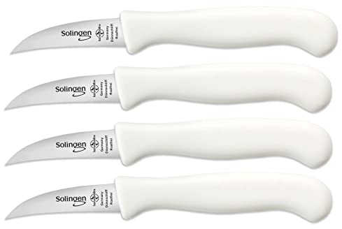 Gemüsemesser Solingen Schälmesser Set mit gebogener Schnittfläche Weiß | Obstmesser Made in Germany Schneidmesser Edelstahl Rostfrei zum Schneiden von Obst und Gemüse