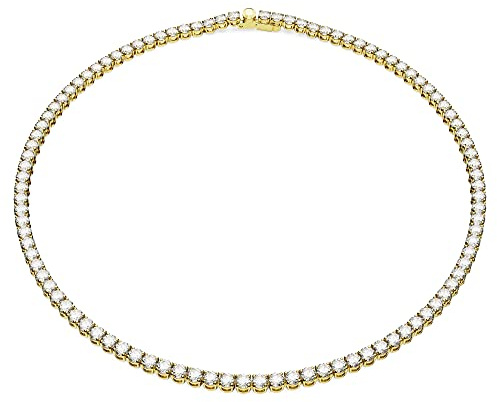 Swarovski Matrix Tennis Halskette, Rundschliff, Weiß, Goldlegierungsschicht