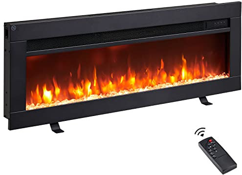 FlameKo Dilton 36/92cm 3 in 1 Electric Fireplace with Logs, Freestanding, Wall Mounted, Recessed, 9 Colour Flame Effect, Media Wall Compatible, 900W - 1800W Heater, Remote Control