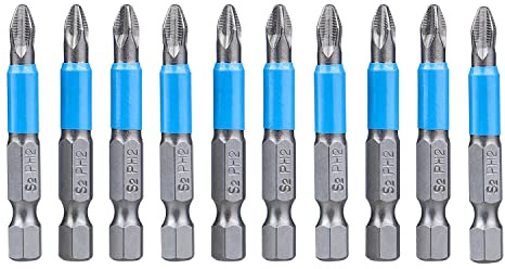 Bestgle 10pcs Magnetic PH2 Screwdriver Bits Set, 1/4 Hex Shank Anti-Slip Phillips Cross Slot Bits, S2 Steel Drill Driver Bit Set for Electric & Manual Tools, 50mm
