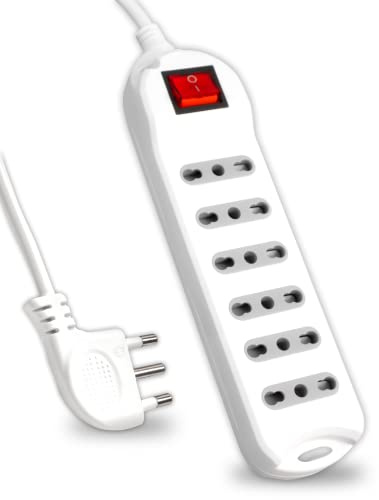 V-TAC Ciabatta Multipresa Elettrica con Interruttore e Cavo da 1,5 Metri - 6 Prese 10/16A Bipasso 2P+T - Con Spina 16A - Presa Elettrica per Casa, Ufficio, Negozio - Colore Bianco