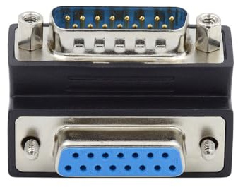 xiwai DB15 Serieller Adapter D-SUB 15-Pin RS232 D-Subminiatur-Adapter Stecker auf Buchse mit Schraubenmuttern DB-Stecker nach unten 90 Grad abgewinkelt