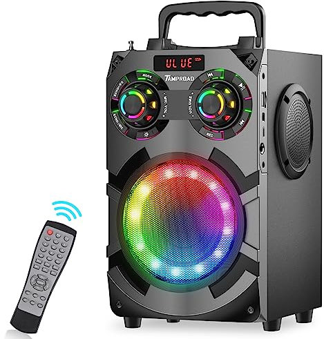 Altavoces Bluetooth, Altavoz Estéreo Inalámbrico de 60W con Subwoofer de Graves Profundos, Luces Coloridas, Batería de 8000 mAh, Altavoz Portátil de Máquina de Karaoke para el Hogar, Fiesta, Regalos