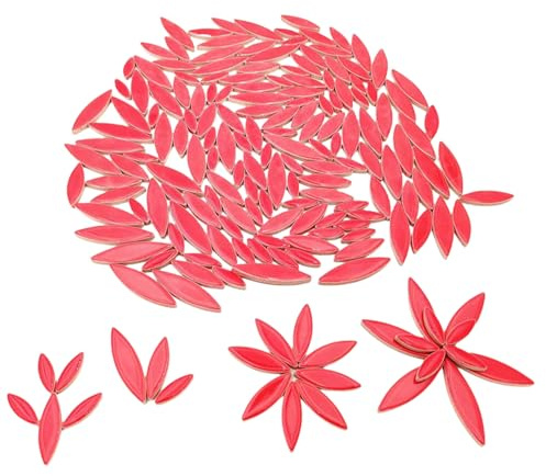 Blatt Blütenblatt Keramik Mosaik Fliesen zum Basteln, 500g Unregelmäßige Mosaikteile für DIY Herstellung, Handwerk, Hobby, Kunst und Wanddekoration (Rot)