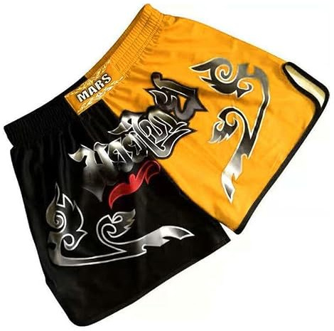 HEARTTOUCH Pantaloncini da uomo Premium Muay Thai Fight – Pantaloncini tailandesi da boxe, pantaloni corti tailandesi, pantaloni da allenamento per kickboxing, taglie S-4XL