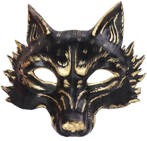 Dinntty Masque de fête de Mascarade Masque Animal Loup-Garou Demi-Visage Masque d'horreur pour Les Accessoires de Costume de fête de Cosplay d'halloween