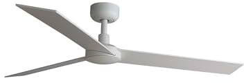 Faro RUDDER Grande ventilatore da soffitto bianco, frassino con motore DC Smart a 6 velocità