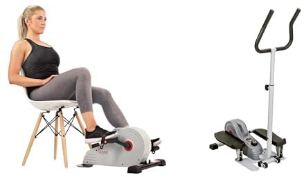 Sunny Health & Fitness Magnetic Under Desk Pedal Exerciser, Dual Function Mini Exercise Cycle Bike + Magnetic Underdesk/Standing Portable Ellittical Machine