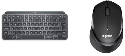 Logitech MX Keys Mini Minimalist Wireless Illuminated Keyboard, Compact, Bluetooth, Backlit, USB-C & M330 SILENT PLUS Wireless Mouse, 2.4GHz with USB Nano Receiver, 1000 DPI Optical Tracking