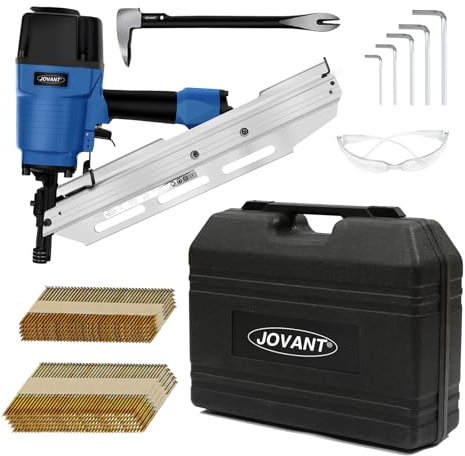 Pneumatic Framing Nailer, Pro Preferred Brand of Pneumatic Nailers, Accepts 30-34 Degree 2-Inch to 3-3/8-Inch Offset Round Paper Collated Nails.Finishing Nails Ideal for Framing、Flooring