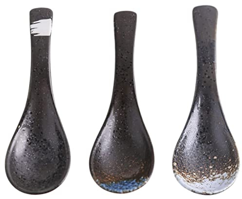 Mikinona 3pièces Cuillère à Soupe Céramique Cuillère Japonaise Pour Maison Couverts Pour Restaurant