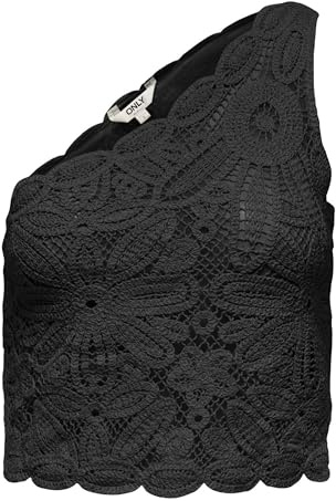 ONLY Onlalberte One Shoulder Short Top WVN, svart, L