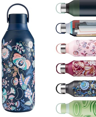 Chilly's Series 2 Trinkflasche - Isolierflasche aus Edelstahl mit Soft-Touch-Kragen & Trageschlaufe - Thermoflasche für heiße & kalte Getränke - Auslaufsicher, kein Schwitzen - Mabelle, 500ml