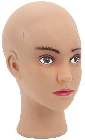 Dioche Modèle de Tête Chauve, Tête de Mannequin en PVC, Chapeaux, Lunettes, Perruque pour la Pratique du Massage, beauté, Maquillage, Coiffure