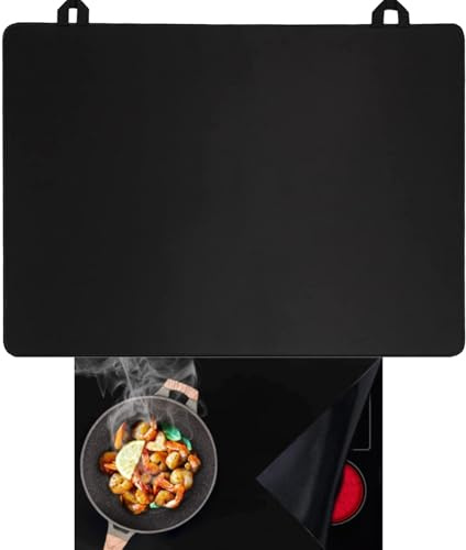 PACIOCEAN Extra Large Silicone Induction Hob Protector Mat - 24.21x20.87 Inch Non-Slip Electric Stove Cover, Scratch-Proof Heat Resistant Mat for Ceramic Hobs, Expands Counter Space (Black)