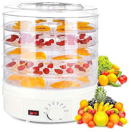 Mushroom Dehydrator Machine 350W - 5 Trays Food Dehydrator with Temperature Control, Multipurpose Dryer for Fruits, Veggies, and Yogurt - Powerful Drying Capacity, Electric Dryer for Home Use.