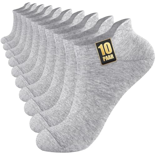 SockWaddles 10 Par Sneakersockor Herr Dam, Anti-Svett Korta Sockor, Bomullssportstrumpor, Andningsbara Löparstrumpor Unisex Svart Vit Grå