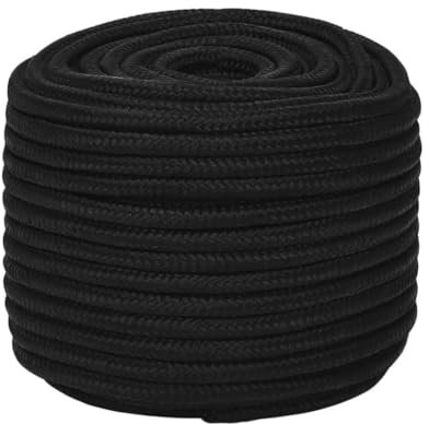 Somanki Arbeitsseil Schwarz 14 mm 25 m Polyester, Bootsseil, Tau Seil, Zeltleine, Outdoor Seil, Allzweckseil, Gartenseil, Werkzeugseil Auffangseil