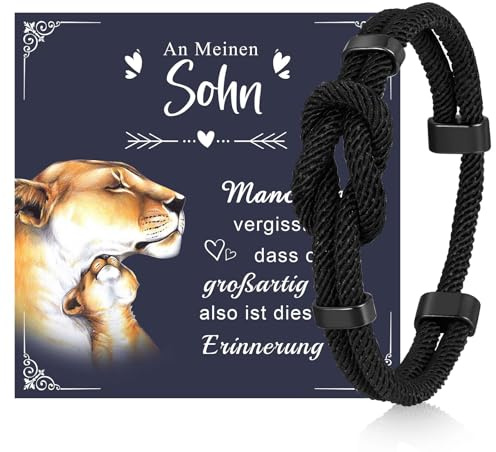 VNOX Geschenk für Sohn Armband Herren : Geschenk für Ihn Mann Paracord Armbänder, Geschenk für Ehemann, Surfer Männer Armbänder Schwarz, Schmuck Geschenke Weihnachten/Valentinstag/Vatertagsgeschenke