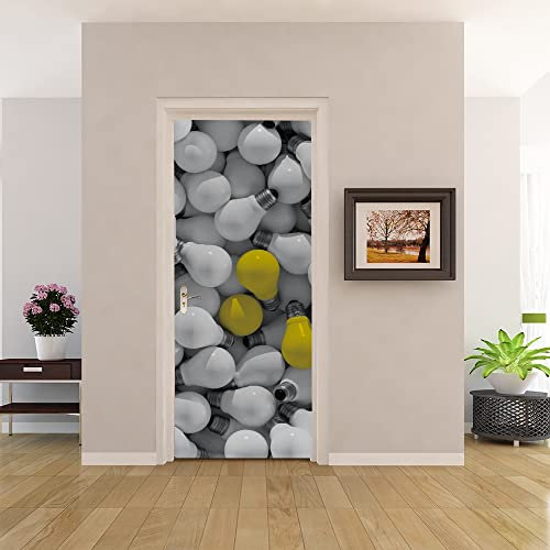 3D Türtapete Türaufkleber Selbstklebend 80x200 Türfolie Poster Fototapete Türbilder Türtattoos Wasserdichte Tür Stickers für Kinderzimmer Wohnzimmer Badezimmer Glühbirnen