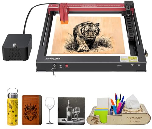 ATOMSTACK A12 Pro Laser Graviermaschine mit F60 Air Assist, 50W CNC Lasergravierer und Laser Cutter, 12W Ausgangsleistung, hohe Geschwindigkeit, 130W CO₂ Effekt Lasergravur für Holz Metall Glas