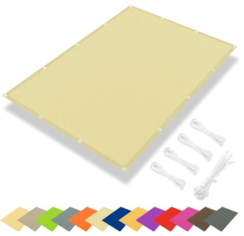 IOAOI Waterproof Sun Shade Sail 2x2M, 95% UV Block Rectangle Awning Canopy, Rectangle Shade Sails Garden Canopy with Free Rope, Square Sun Sail for Outdoor, Patio, Balcony, Pergola-Off-White