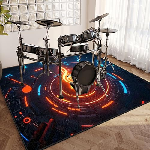 Tappeto Insonorizzato Tamburo, Tappeto Professionale per Batteria e Strumenti a Percussione Elettronici, Tappeti Rettangolari Antiscivolo per Grancassa, Tamburo Rullante e Altri Strumenti 100 x 80 cm
