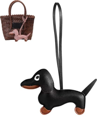 Wei Tech Süßer Dackel Schlüsselanhänger – Geschenkidee für Hundeliebhaber, Taschenanhänger aus Kunstleder, Accessoire für Damen & Kinder, Ideal für Rucksack, Schlüsselbund & Deko