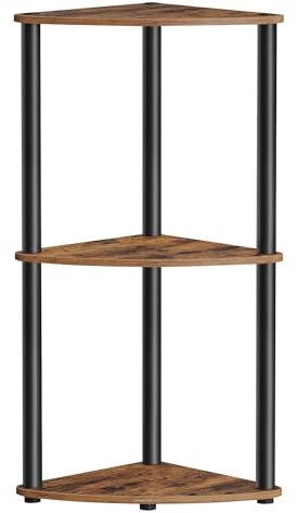 SONGMICS HOME Superschnelle werkzeuglose Montage, Eckregal mit 3 Ebenen, Standregal, Regal, 38,3 x 27 x 70,6 cm, Wohnzimmer, Schlafzimmer, Küche, vintagebraun LBC620K01