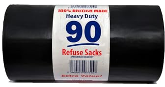 Homewise 90 robuste Müllsäcke, 100 l, schwarz, extra starke Müllbeutel für Zuhause, Büro und Garten, umweltfreundliche Müllsäcke, auslaufsicher, große Müllsäcke, hergestellt in Großbritannien aus
