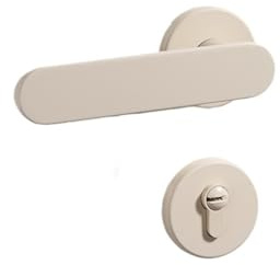 Cerraduras Para Puertas, Cerradura de puerta de madera for interiores, tipo A, color blanco roto, ligera, de lujo, con manija silenciosa francesa