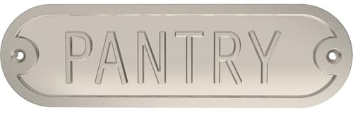 Franklin Brass Derby Pantry Door Sign Metal Interior Door Plaque in Satin Nickel HHIDPP-SN-U