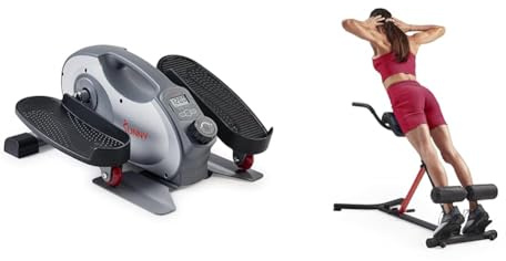 Sunny Health & Fitness Smart Portable Fully Assembled Magnetic Under Desk Elliptical Peddler + Unisex's Station-SF-BH620062 Hyperextension Roman Chair with Dip Station, Black, One Size