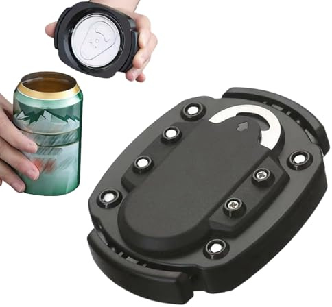 Can Opener Manual Hand Held Easy Safety Camping Beer Can Openers Smooth Edge with Bottle Opener, Black