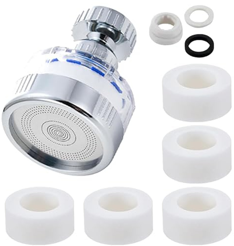 360° Rotating TapFilter with 5 Filter Cartridges,Hard Water Filter for Tap | Tap Filter Hard Water Uk, Kitchen TapFilter, WaterFilter Tap, BathroomTap Water Chlorine Filter, Hard WaterFilterTap