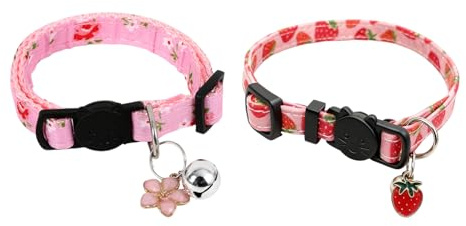 DUINIU 2 Rosa Katzenhalsbänder, Sicherheitsverstellbare Halsbänder, Haustierdekorationszubehör, Kätzchen Tragen Halsbänder.