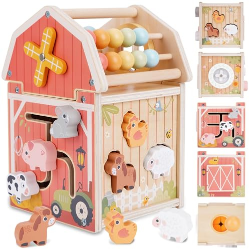 Melofaver Montessori Spielzeug ab 1 2 3 Jahr, Holzspielzeug Bauernhof Spiel | Kinderspielzeug Motorikspielzeug ab 1 Jahr, Bauernhof Holz Tier, Lernspielzeug Geschenk Mädchen Jungen 1 2 3 jahre Geburtstag