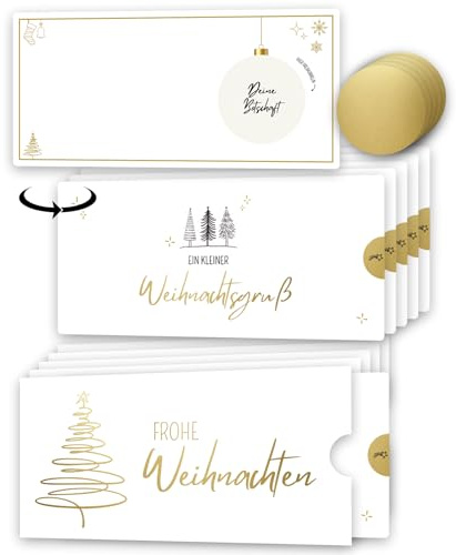 Weihnachtskarte mit Umschlag zum selber ausfüllen – Goldenes Ticket | Gutschein Weihnachten – Grußkarte als Rubbelkarte für Freund Freundin Familie – Weihnachtsgrußkarte zum Rubbeln (5 Stück)