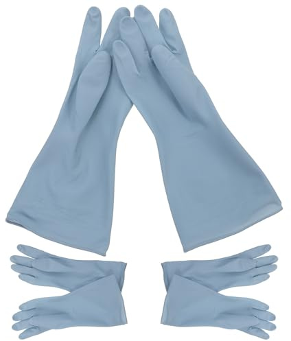 Angoily 3 Pairs Waterproof PVC Kitchen Dishwashing Gloves for Women Reusable Thin Rubber Washing Gloves in Blue Medium Size Household Cleaning for Washing Up