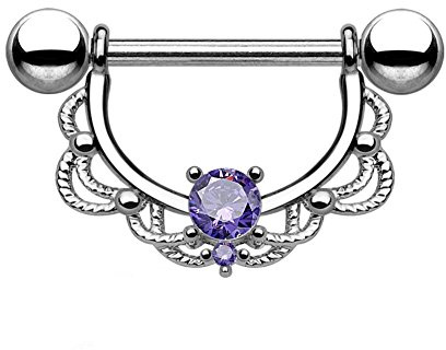 beyoutifulthings FILIGRANER Bogen Brustwarzen-Piercing Intim-Piercing Nippel-Piercing Opal Edelstahl Gold Silber ROSÉGOLD 1,2mm / 1,6mm 16mm