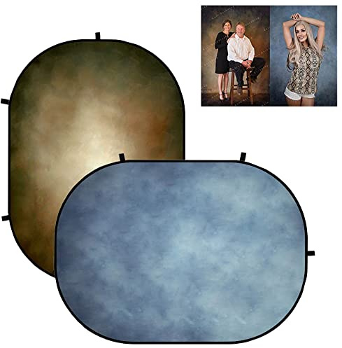Kate Falthintergrund Faltbarer Hintergrund Tragbare Hintergründe Pop up Hintergründe Foto Hintergrund 1,5x2m,Braun/Blau