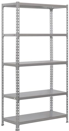 Simon Rack Scaffale metallo 2000x1000x400 mm - Simonclick | 5 altezze, Ripiano in metallo, Punto di flessione 180 kg, Vernice anticorrosione, Montaggio sistema a clic, Grigio